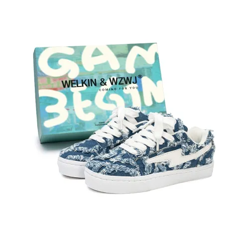 WELKIN&WZWJ Gift Box Set Slip-Resistant Low-Top Skateboard Shoes Unisex Dark Blue
