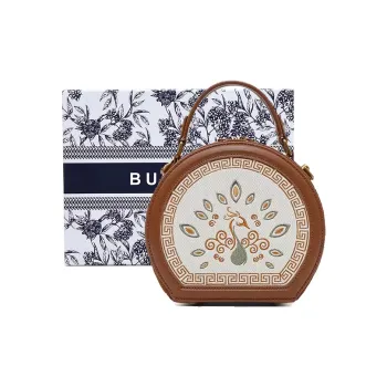BUHOWE Polyurethane Handbag Women's Brown Fruit Green