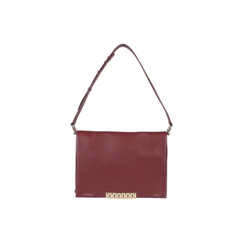 Victoria Beckham Cow Leather Shoulder Bag Tubas Women's Burgundy