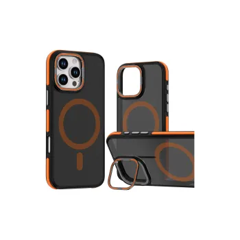 Nkino PC Material Magnetic Two Tone Lens Stand Skin Phone Case Compatible With IPhone 16/15/14/13/Pro/Pro Max