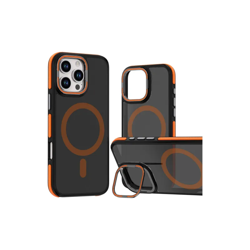 Nkino PC Material Magnetic Two Tone Lens Stand Skin Phone Case Compatible With IPhone 16/15/14/13/Pro/Pro Max-12