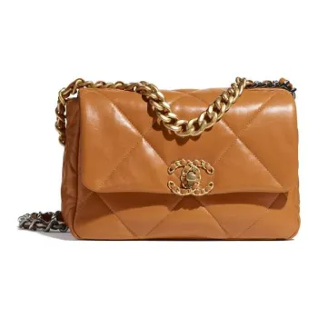 CHANEL 19Bag Lambskin Portable Crossbody Bag, Shoulder Bag Women's Brown