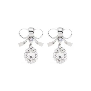 Alessandra Rich Crystal embellished Bow Drop Earrings
