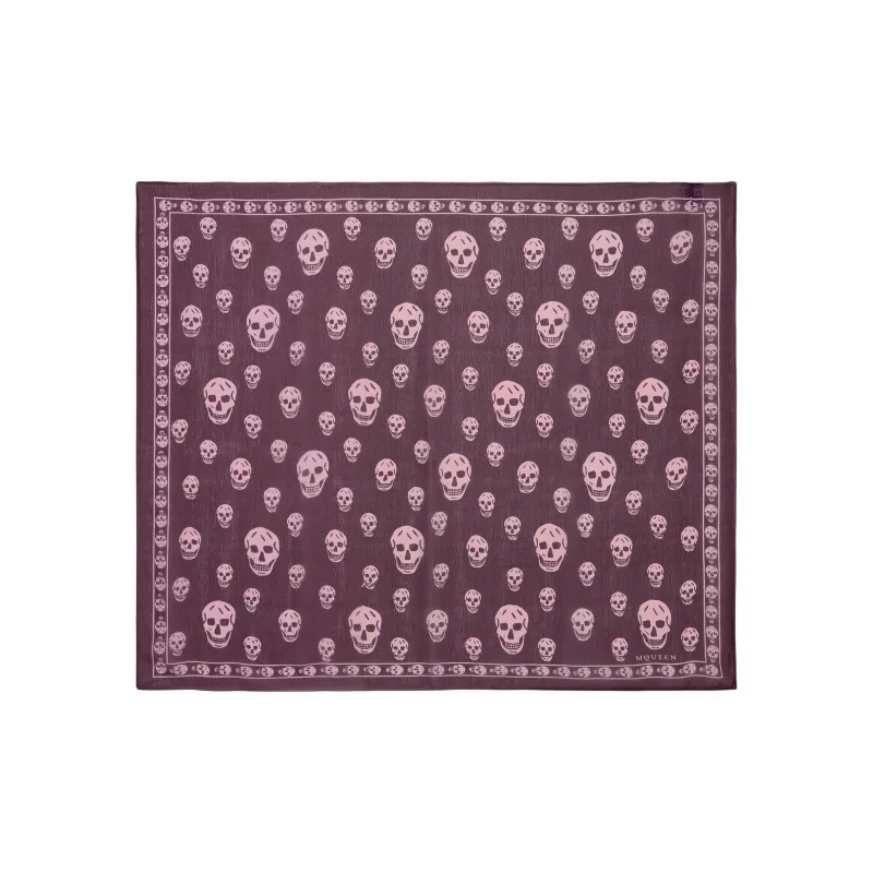Alexander McQueen Skull Printed Frayed Edge Scarf-0