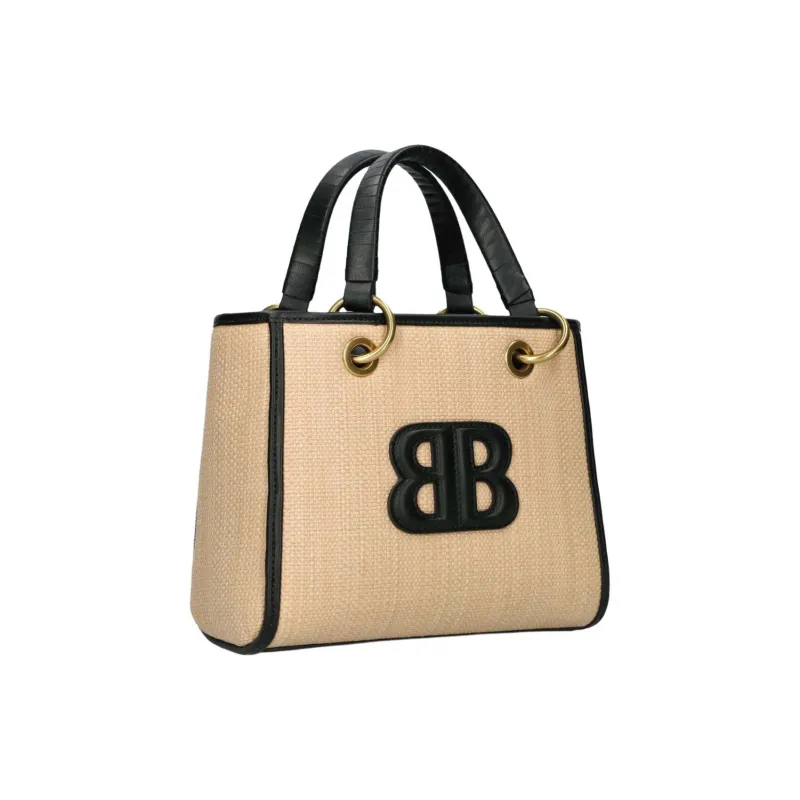 BIBI LOU Raffia Tote Bag Shopping Bag Shoulder Bag Crossbody Bag Handbag Women's Black-1