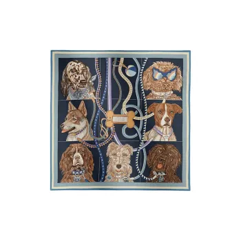 HERMES Silk Mulberry Silk Silk Scarves Women's Blue