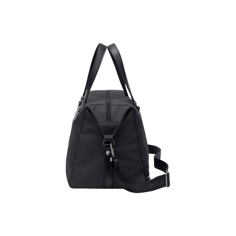 POLO Fabric With Synthetic Leather Travel Bag 27L Men's Black-3