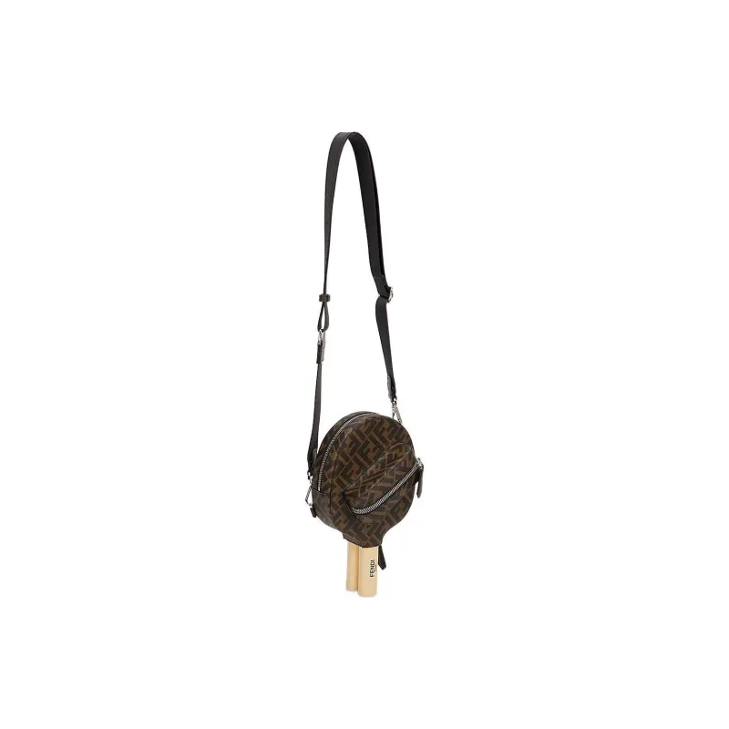 FENDI Calfskin Table Tennis Bag Crossbody Bag Men's Brown-2