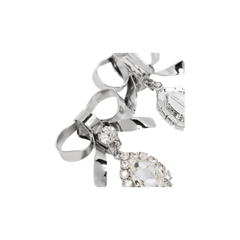 Alessandra Rich Crystal embellished Bow Drop Earrings-1