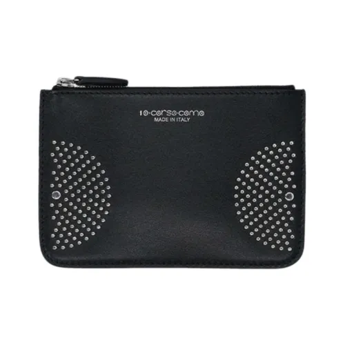 10 CORSO COMO Cow Leather Clutch Small Size Unisex Black