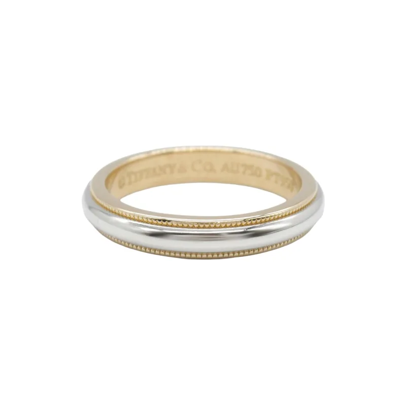 TIFFANY & CO. 2010s 18K Yellow Gold And Platinium Milgrain Ring-1