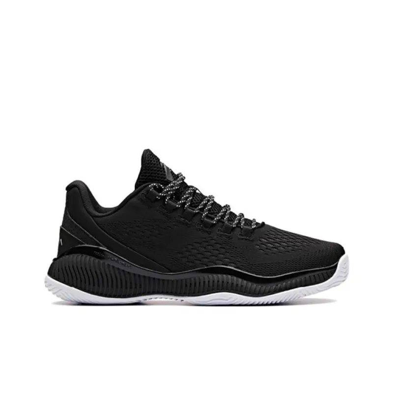 Anta Swimming Dragon Cushioning, Slip Resistant, And Abrasion Resistant Low Top Basketball Shoes Men's Black White-3