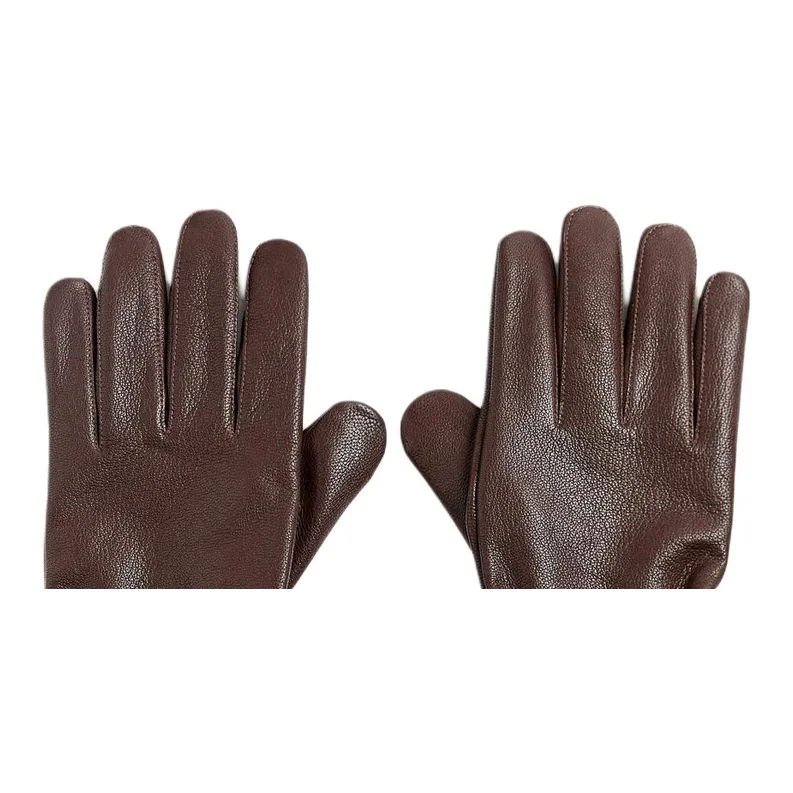 ZARA Leather Gloves Men's Brown-1