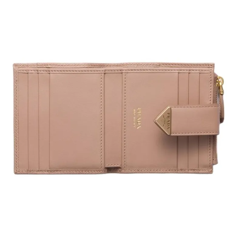 PRADA Saffiano Calfskin Wallet Women's Nude Pink-3