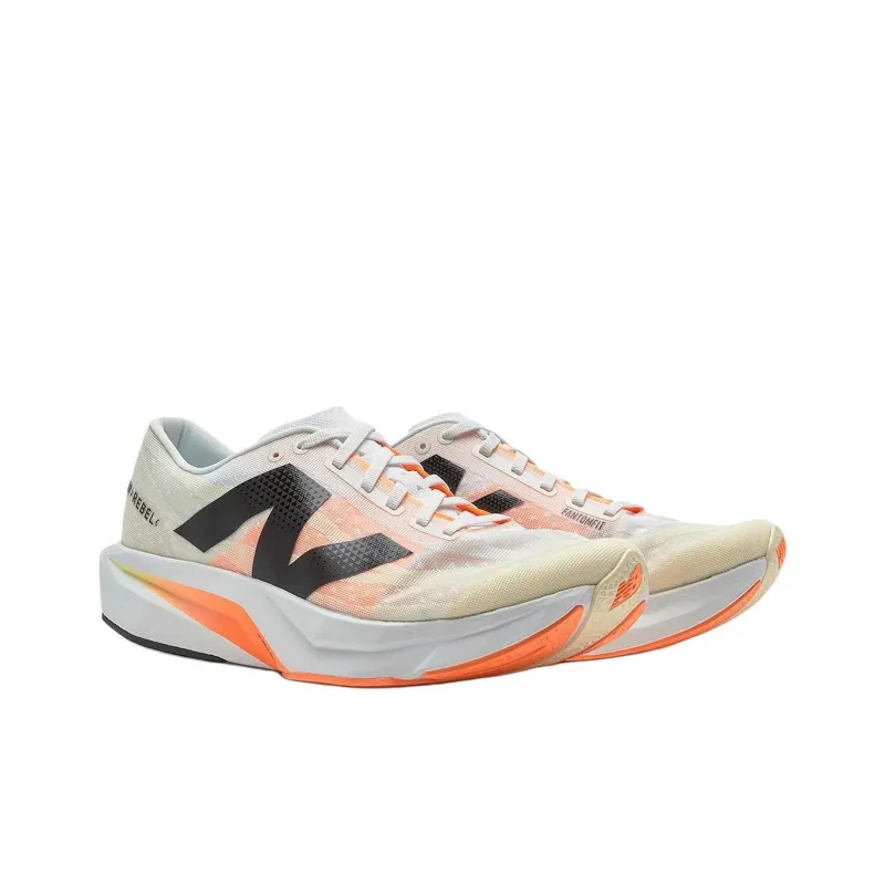 New Balance Rebel V4 Anti Slip Wear Resistant Low Top Running Shoes Women's Beige White Black Loose Fit-2