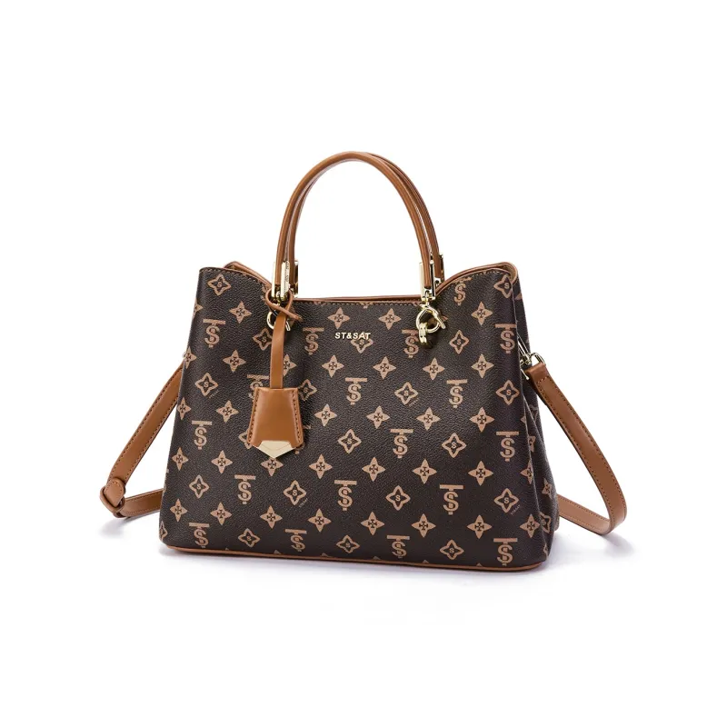 ST&SAT PVC Tote Handbag Regular Women's Coffee-2