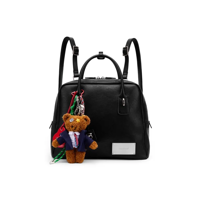 MCMIKO Cow Leather Patchwork With Artificial Leather Backpack Women's Brown/Honest Black-2