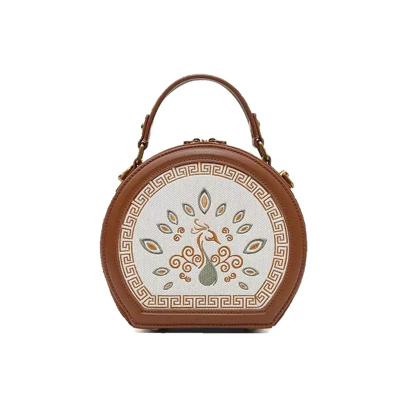 BUHOWE Polyurethane Handbag Women's Brown Fruit Green-1