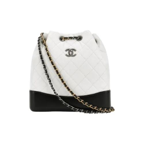 CHANEL Gabrielle Calfskin Backpack Small Size Women's Black & White