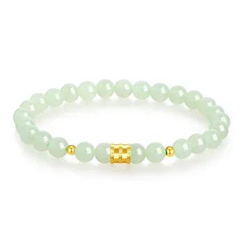 OWNCOOL S925 Silver Beaded Bracelet Box Green Jade Women's