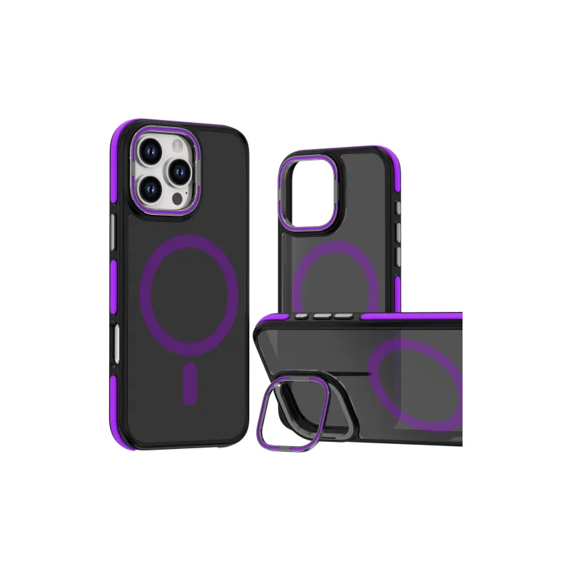 Nkino PC Material Magnetic Two Tone Lens Stand Skin Phone Case Compatible With IPhone 16/15/14/13/Pro/Pro Max-0