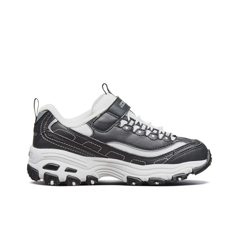 Skechers Abrasion Resistant And Anti Kick Low Top Kids Lifestyle Shoes Black White Teenagers-1