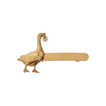 MOSCHINO Logo Engraved Goose Hair Clip