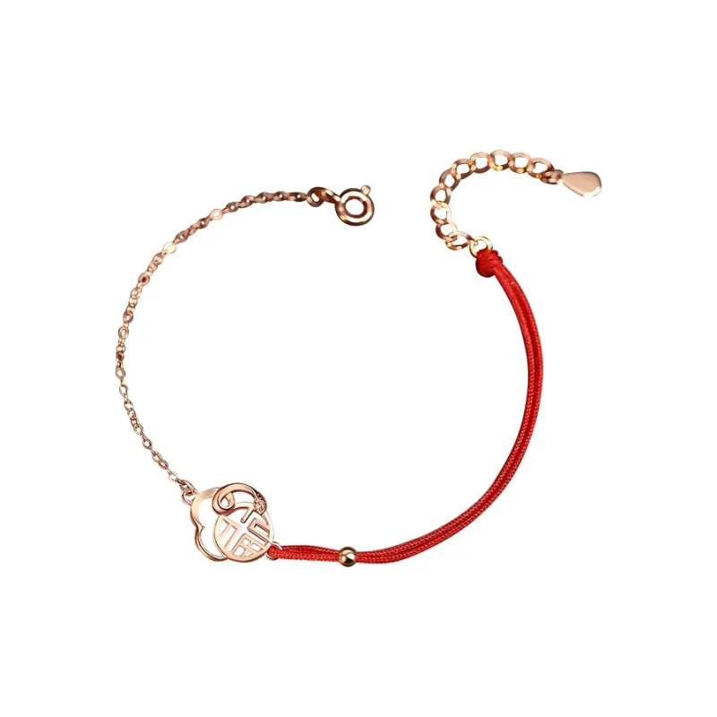 KADER 925 Sterling Silver Bracelets Women's Red New Year Box Fortune And Peace-0