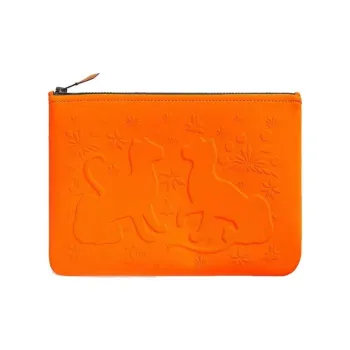HERMES Cotton Clutch Medium Size Women's Orange