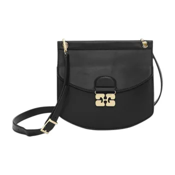 GANNI Recycled Leather Shoulder Bag Trumpets Women's Black