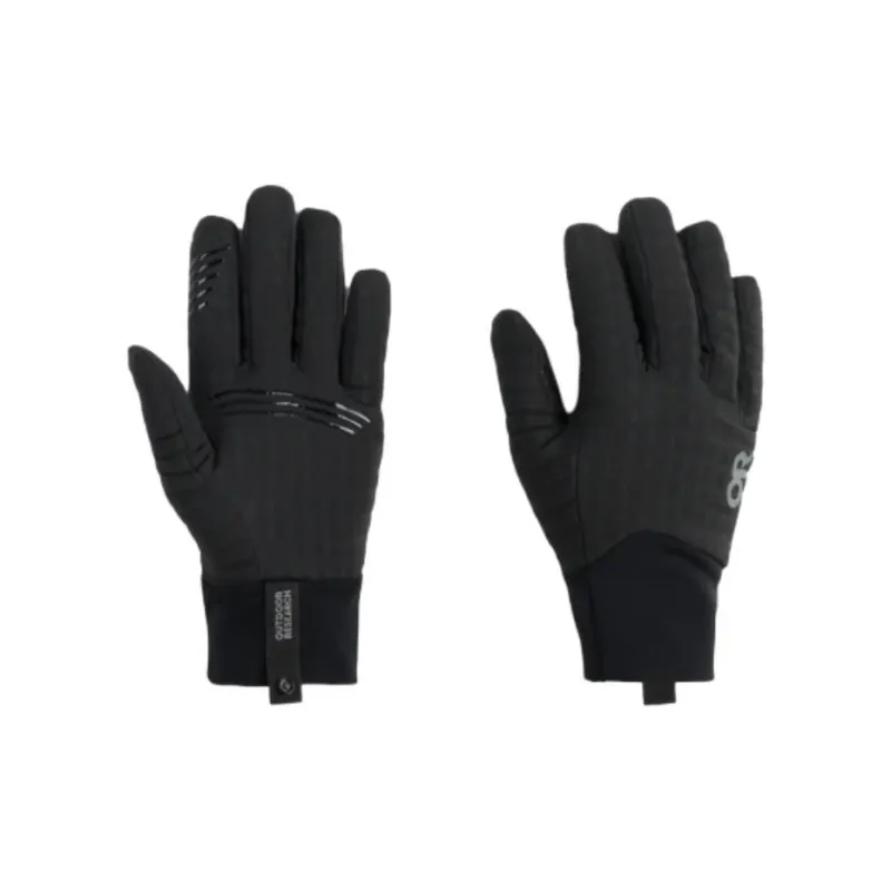 Outdoor Research Recycled Polyester Elastane Wool Nylon Silicone Gloves Men's Black-0