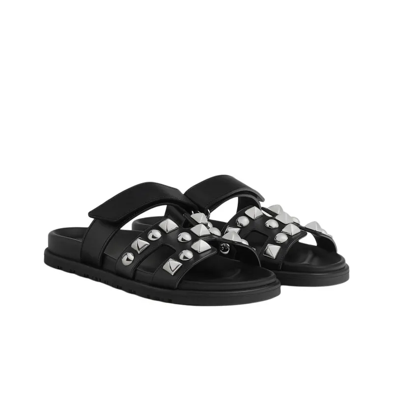 HERMES Chypre Slide Slippers Women's Black-2