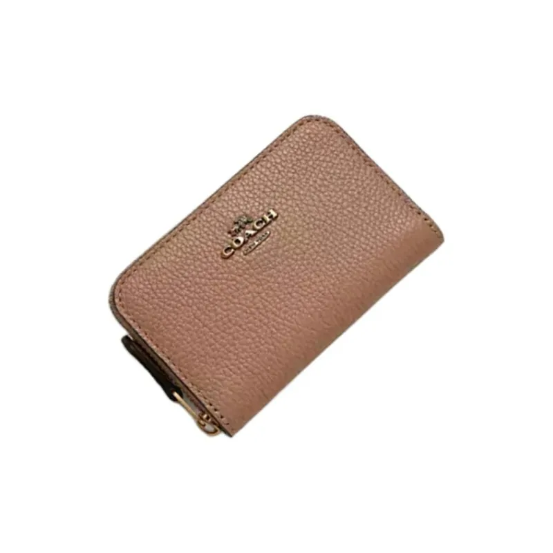 COACH Polished Pebble Leather Wallet Women's Brown-2