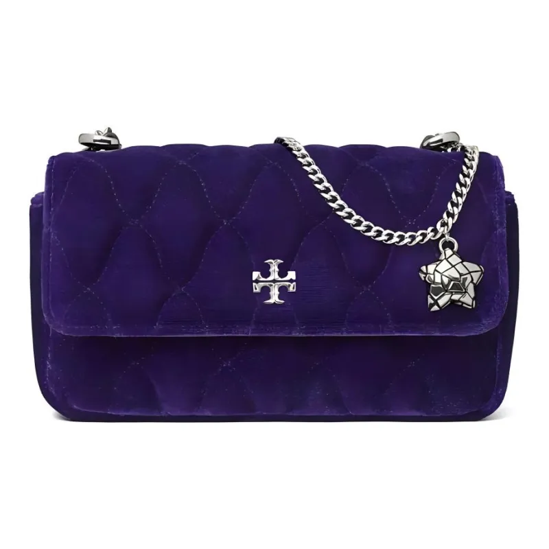 TORY BURCH Kira Velvet Handbag, Shoulder Bag Women's Dark Purple Copper Garnet-1