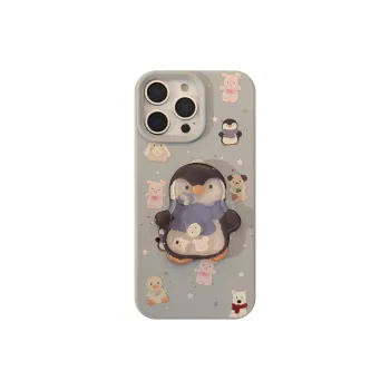 QIZHENG TPU Material Cute Penguin Little Bunny Rocking Phone Case Compatible With Apple 16 Pro Max/15/14/13/12/11