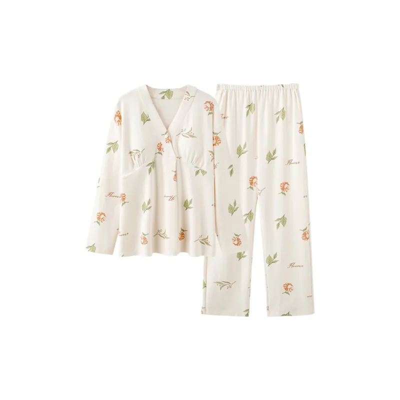 XIAFENYAN Pajama Set Women's Apricot-0