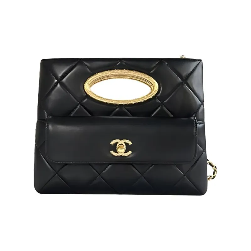 CHANEL Leather Shoulder Bag, Crossbody Bag, Handbag Women's Black-0