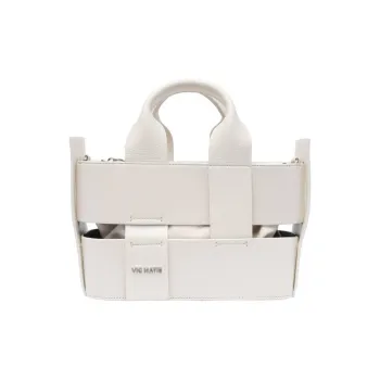 Vic Matie Calfskin Textile Shoulder Bag, Crossbody Bag, Handbag Women's White