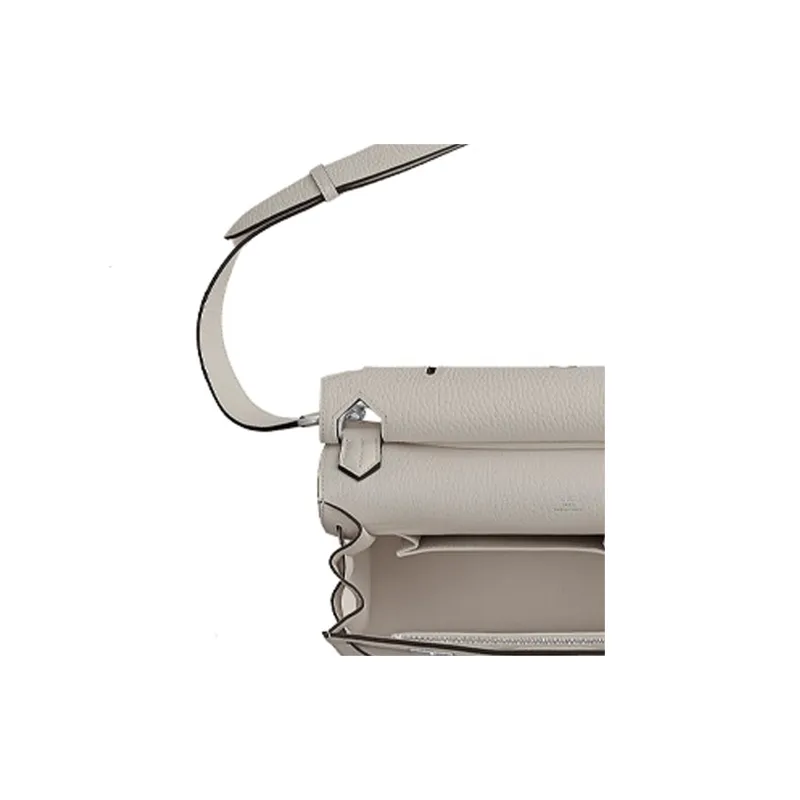 HERMES Jypsiere Clemence Bullock Leather Shoulder Bag Crossbody Bag Women's 8L Beton Glacier White Gray-4