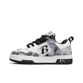 NFL TR Skate Baltimore Ravens Wrapping, Wear Resistant And Non Slip Low Top Skateboard Shoes Unisex Black White