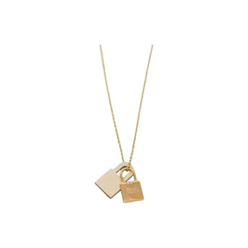 HERMES Electroplated, Leather Necklaces Women's Gold