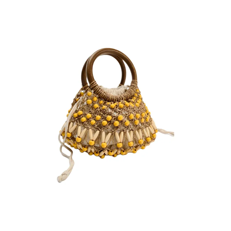 ZARA Paper Bucket Bags Handbags Mini Women's Yellow-1