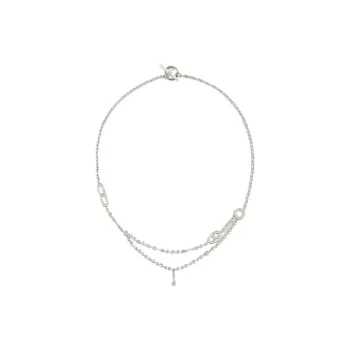 HERMES Diamond Necklaces Women's Silver
