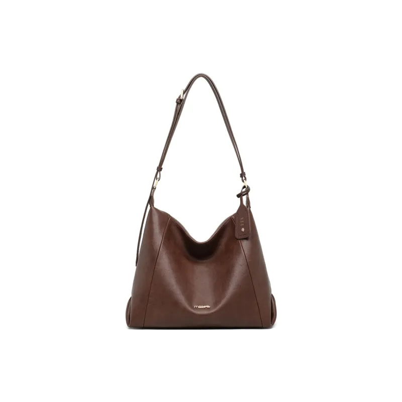 MILLIE'S Cow Leather With Synthetic Leather Tote Bag, Shopping Bag, Underarm Bag, Shoulder Bag Women's Coffee-5