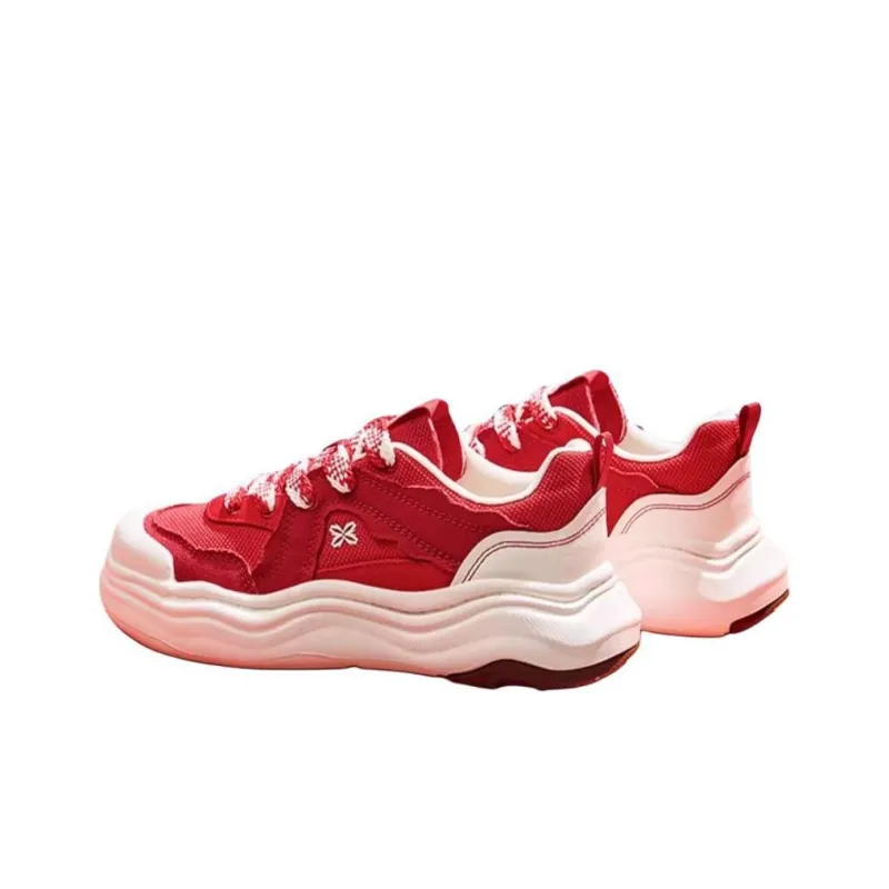 Anta Life Collection Lava Cake Anti-Slip And Wear-Resistant Breathable Low-Top Skateboard Shoes Women's Red White-4