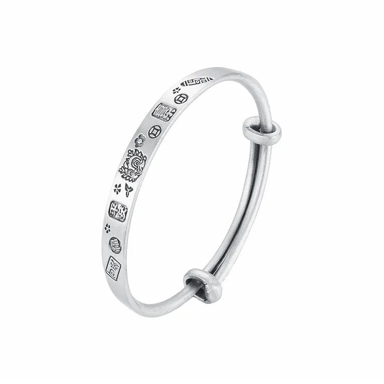CHINA GOLD 999 Fine Silver Bangles Women's-0