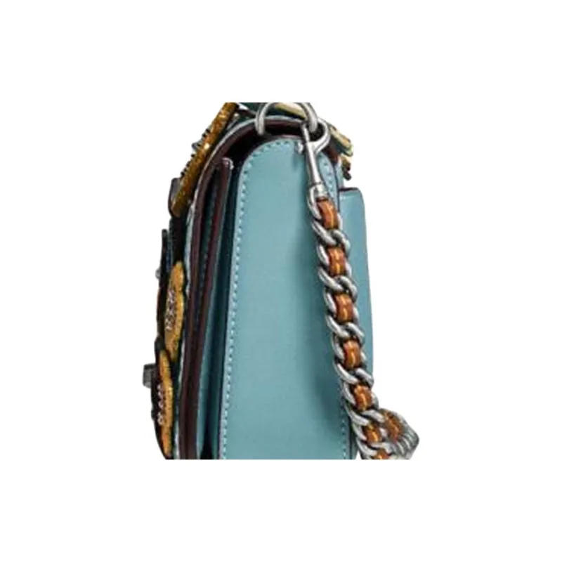 COACH Dinky Leather Crossbody Bag Shoulder Bag Medium Size Women's Blue-3