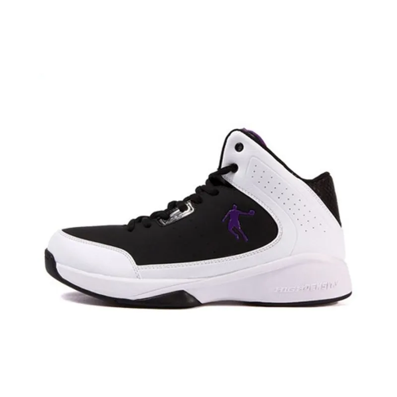 QIAODAN Cushioning Abrasion Resistant Breathable High Top Plus Size Performance Basketball Shoes Men's Black Red-0