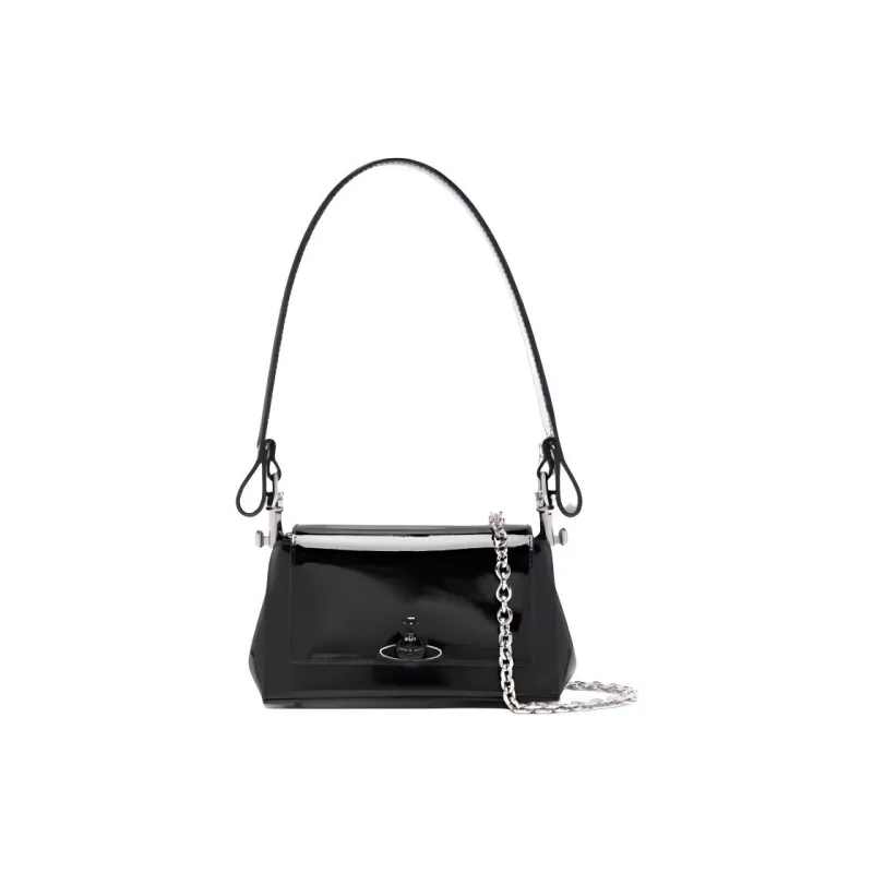 Vivienne Westwood HAZEL PU Shoulder Bag, Portable Crossbody Bag Trumpets Women's Black-0