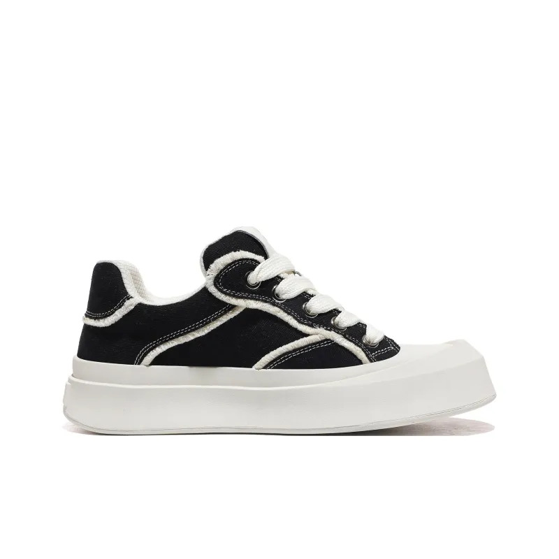 MOREMORENOISE Coverage Balance Wear Resistant Lightweight Slip Resistant Low Top Canvas Shoes Unisex White Black-1